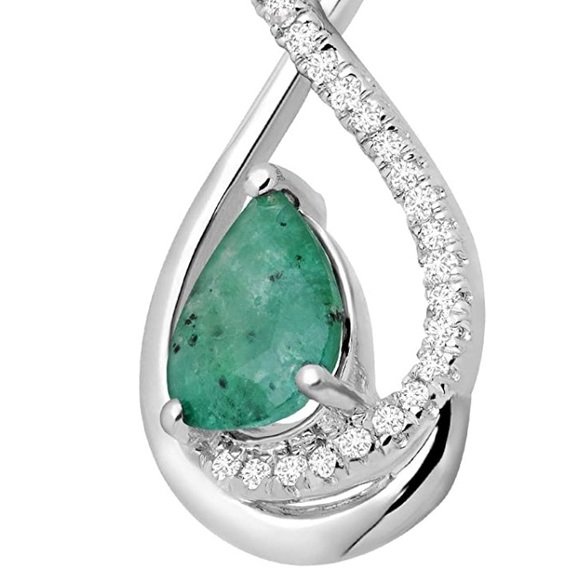 Natural Diamond Natural Emerald Necklace - Picture 2 of 4